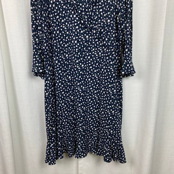 Boden Blue Daisy Print Michaela Ruffle Wrap Dress Sz.16R - Picture 9 of 16